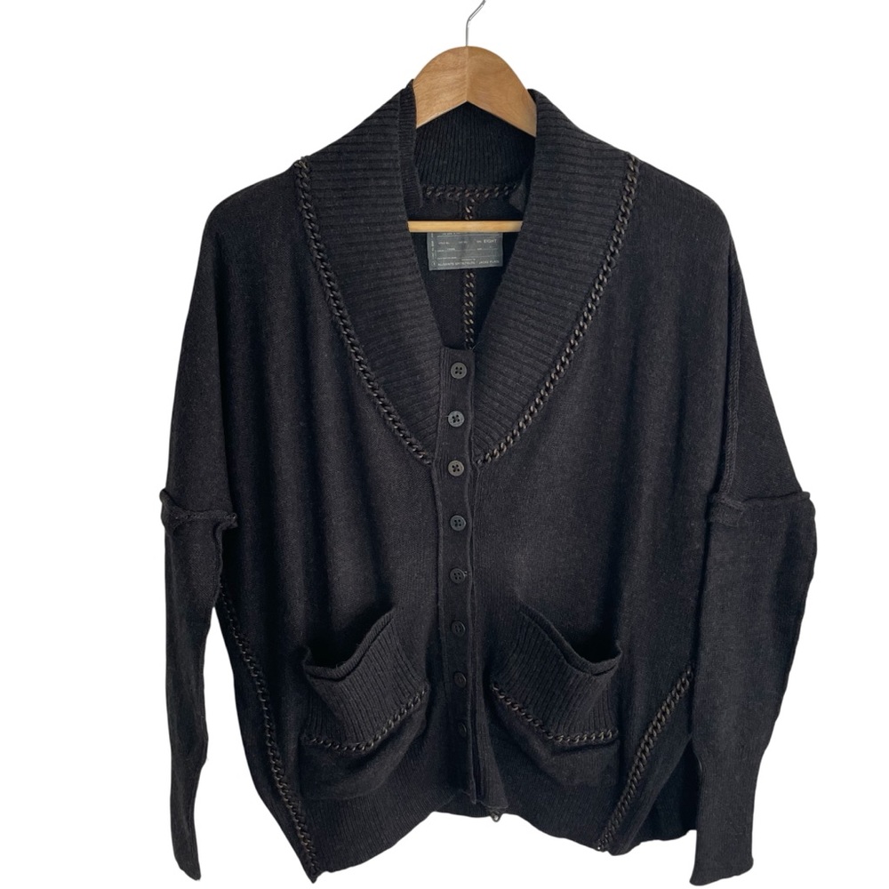 All Saints Spitalfields From Wasteland Wool Blend Cardigan Chain Trim Size 8